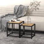 Salontafels 2 st MDF zwart geel 37x37x40 cm