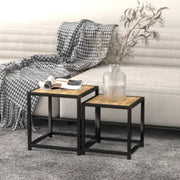Salontafels 2 st MDF zwart geel 37x37x40 cm