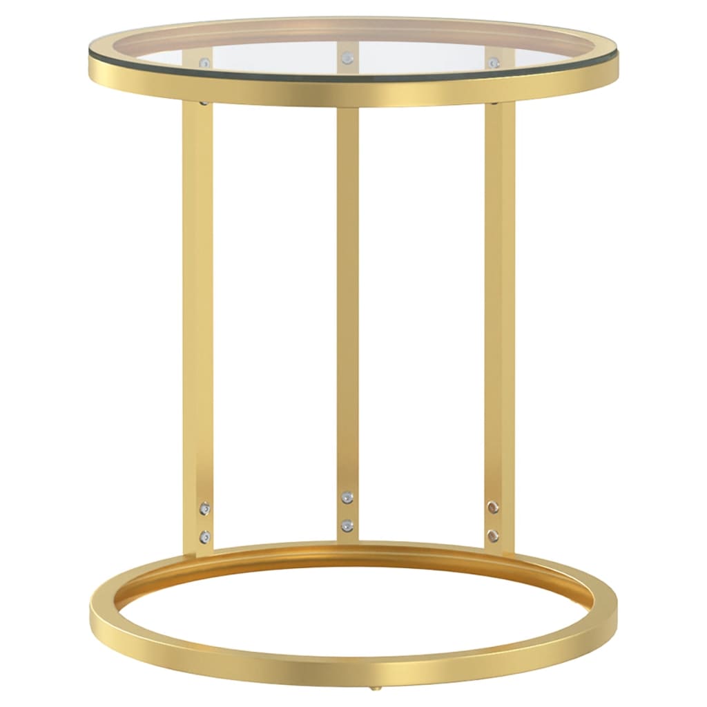 Bijzettafel 45 Cm Gehard Glas Kleurig En Goud en transparant