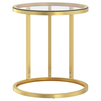Bijzettafel 45 Cm Gehard Glas Kleurig En Goud en transparant