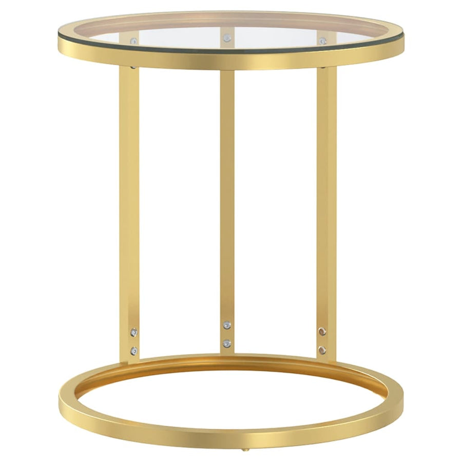 Bijzettafel 45 Cm Gehard Glas Kleurig En Goud en transparant
