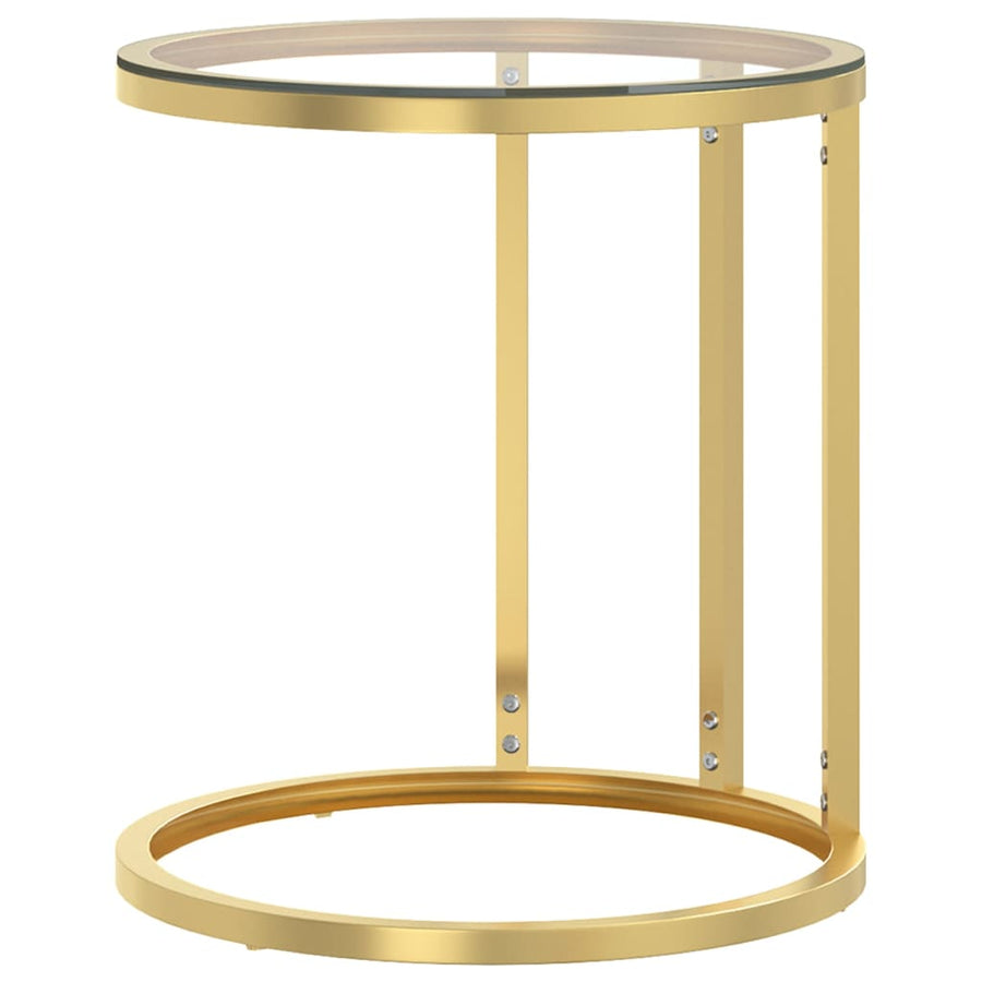 Bijzettafel 45 Cm Gehard Glas Kleurig En Goud en transparant