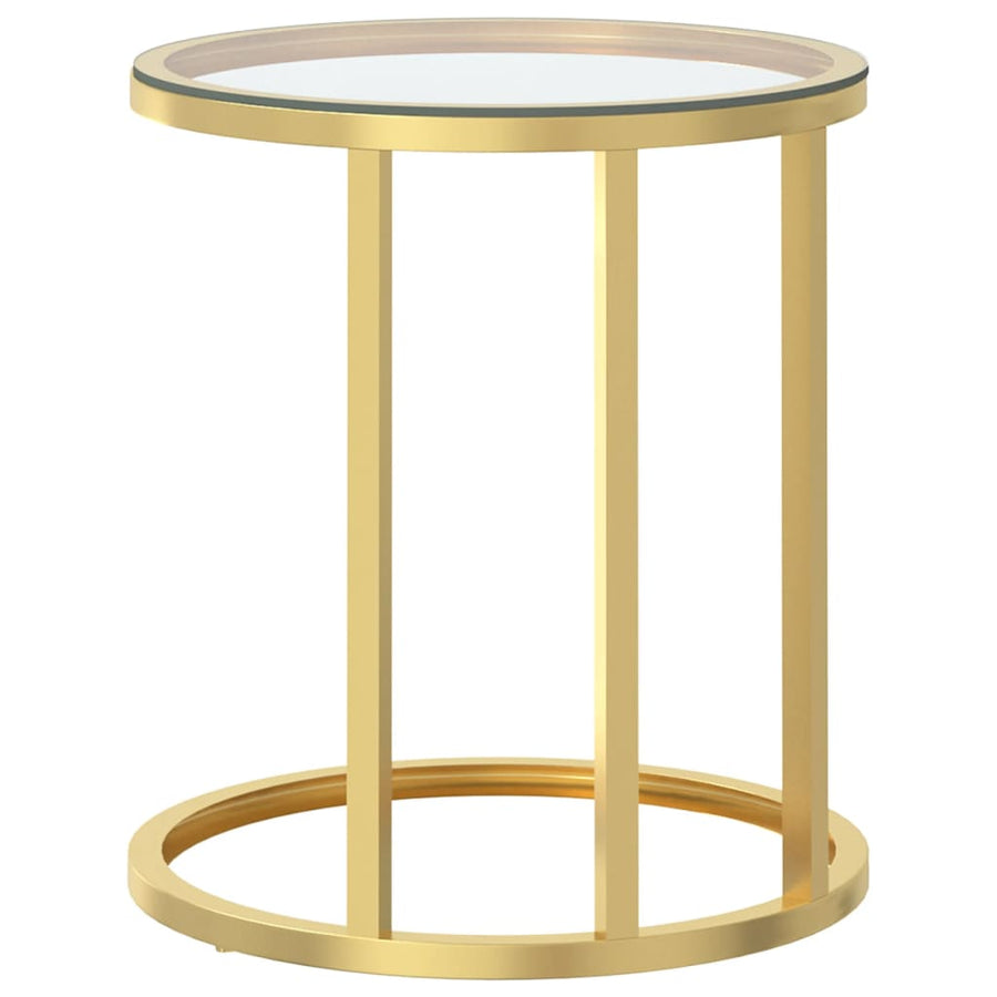 Bijzettafel 45 Cm Gehard Glas Kleurig En Goud en transparant