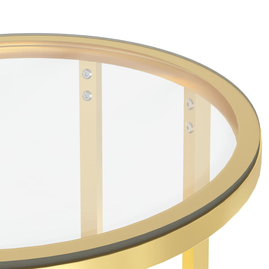 Bijzettafel 45 Cm Gehard Glas Kleurig En Goud en transparant