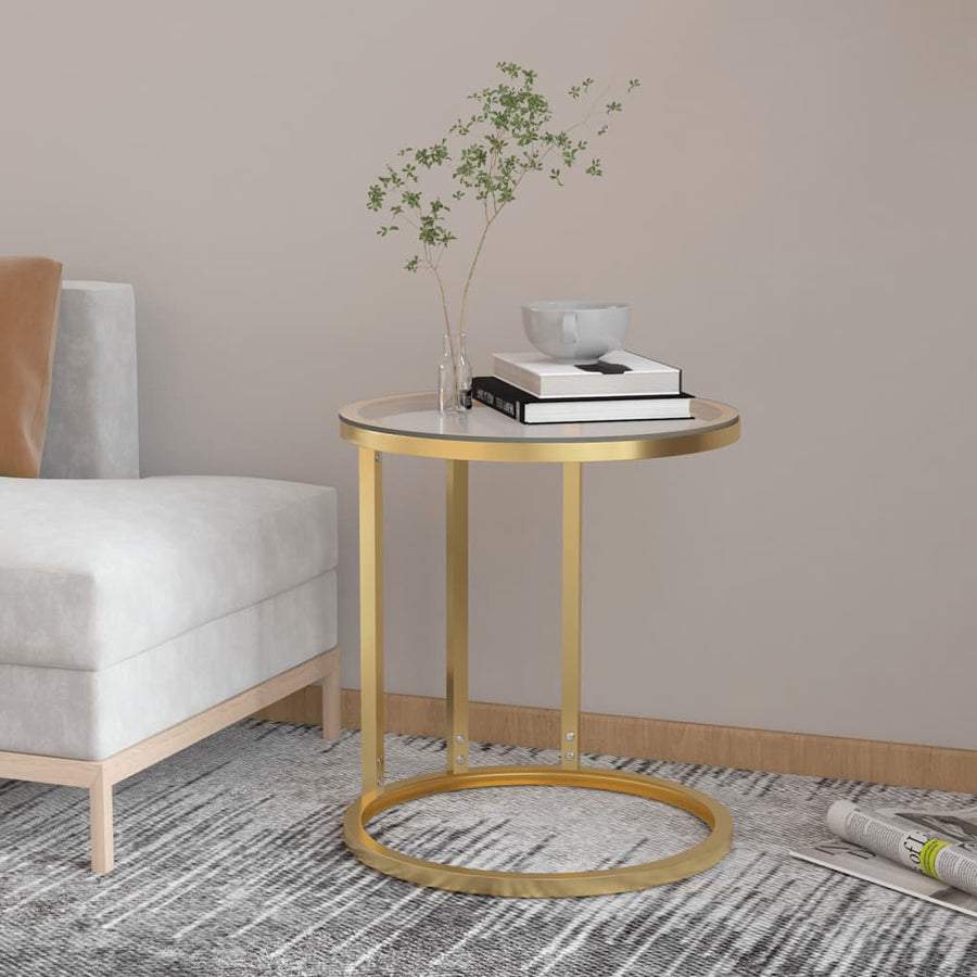 Bijzettafel 45 Cm Gehard Glas Kleurig En Goud en transparant