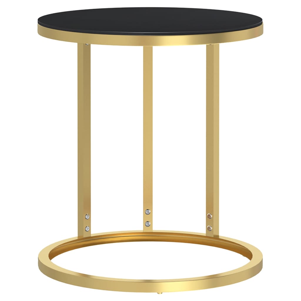 Bijzettafel 45 Cm Gehard Glas Kleurig En 1 Goud en zwart