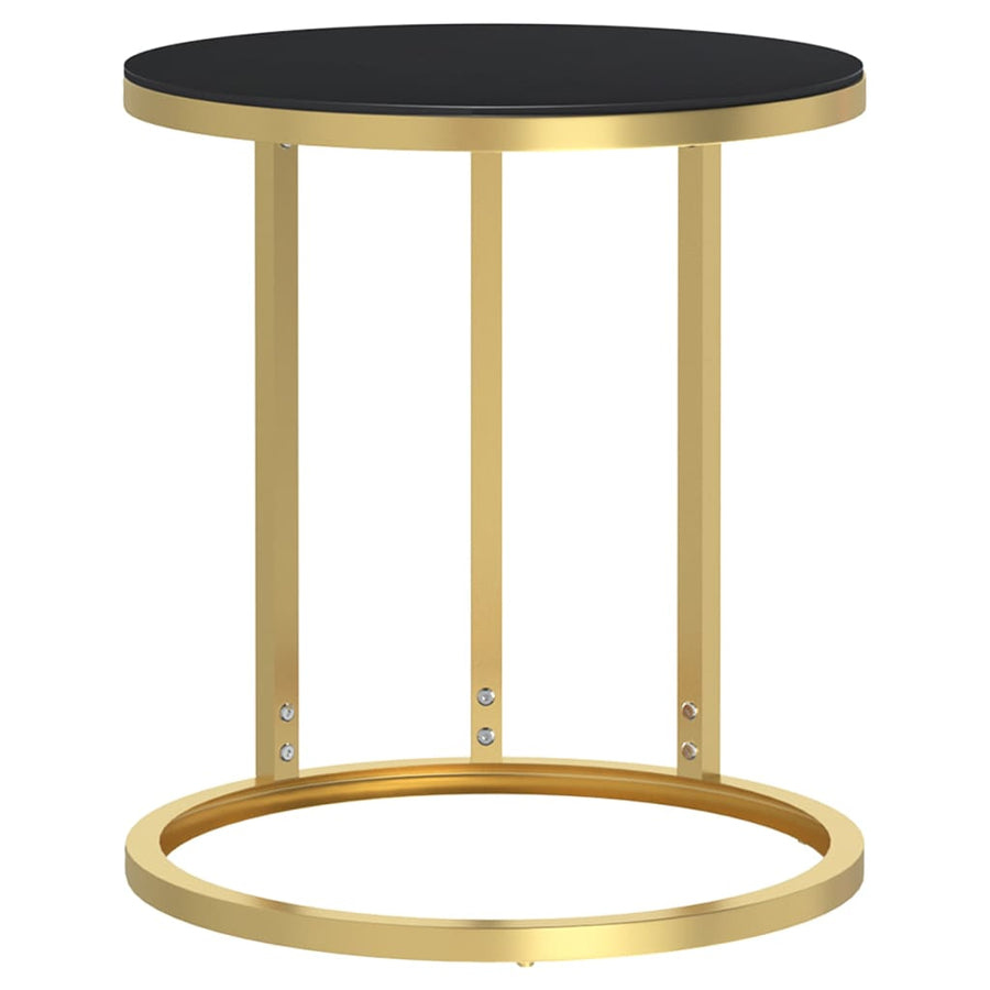 Bijzettafel 45 Cm Gehard Glas Kleurig En 1 Goud en zwart
