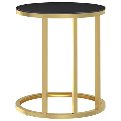 Bijzettafel 45 Cm Gehard Glas Kleurig En 1 Goud en zwart