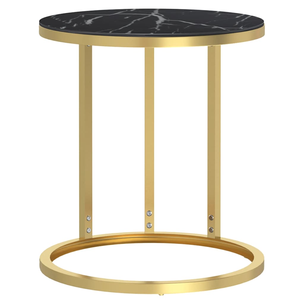 Bijzettafel 45 Cm Gehard Glas Kleurig En Goud en zwartmarmer
