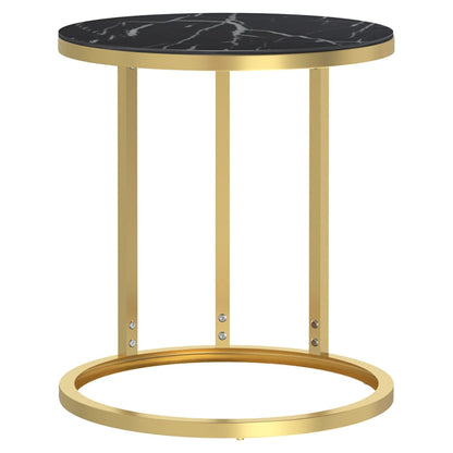 Bijzettafel 45 Cm Gehard Glas Kleurig En Goud en zwartmarmer