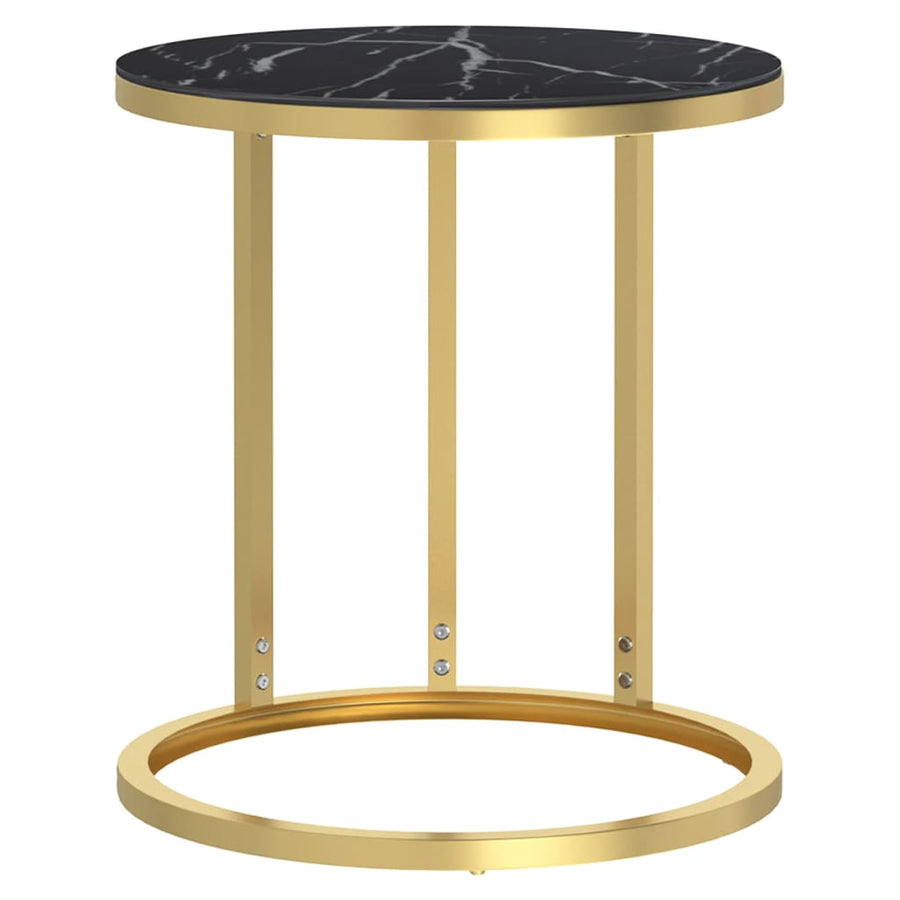 Bijzettafel 45 Cm Gehard Glas Kleurig En Goud en zwartmarmer