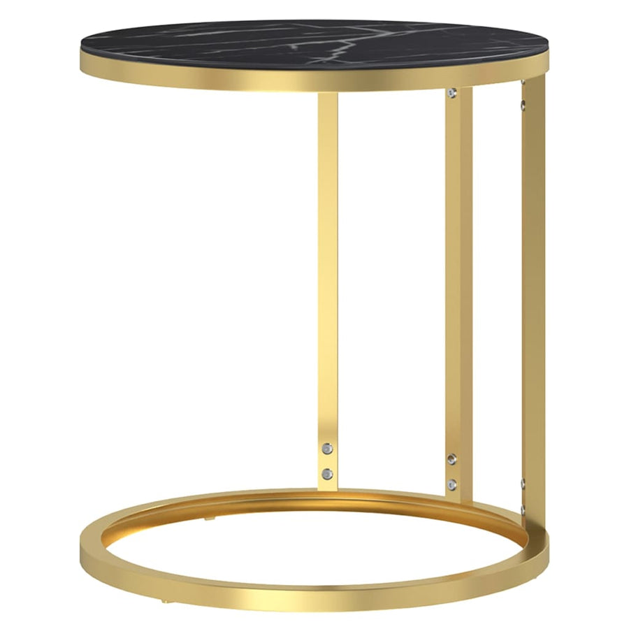 Bijzettafel 45 Cm Gehard Glas Kleurig En Goud en zwartmarmer