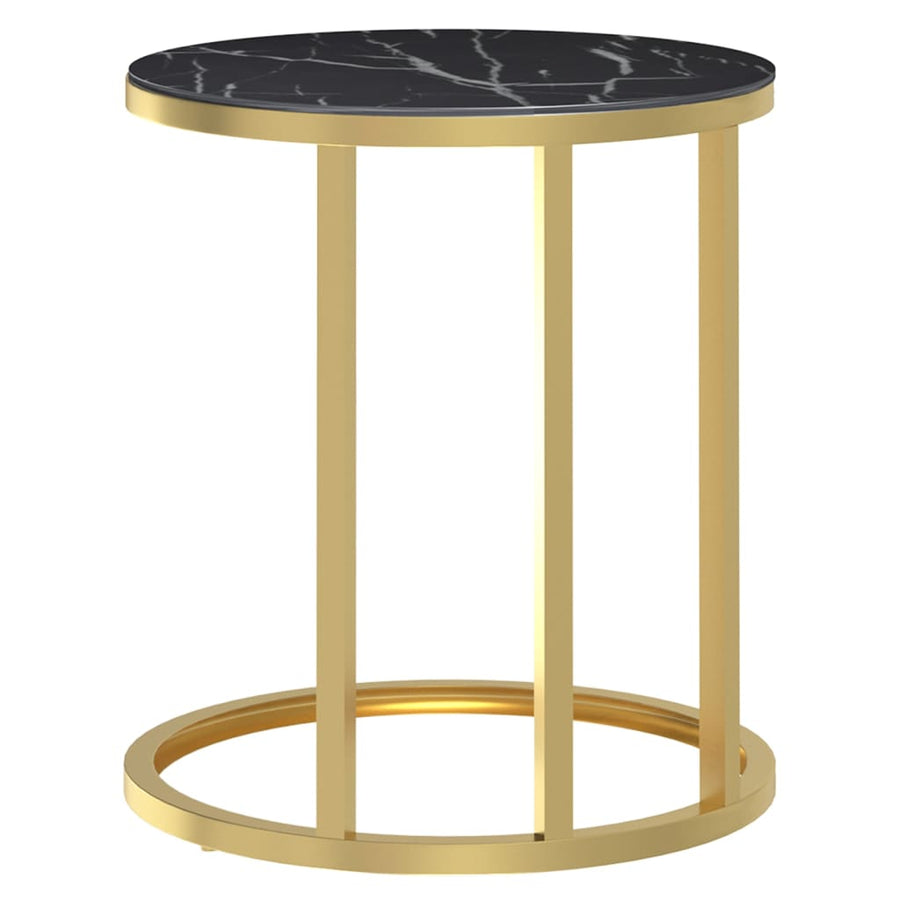 Bijzettafel 45 Cm Gehard Glas Kleurig En Goud en zwartmarmer