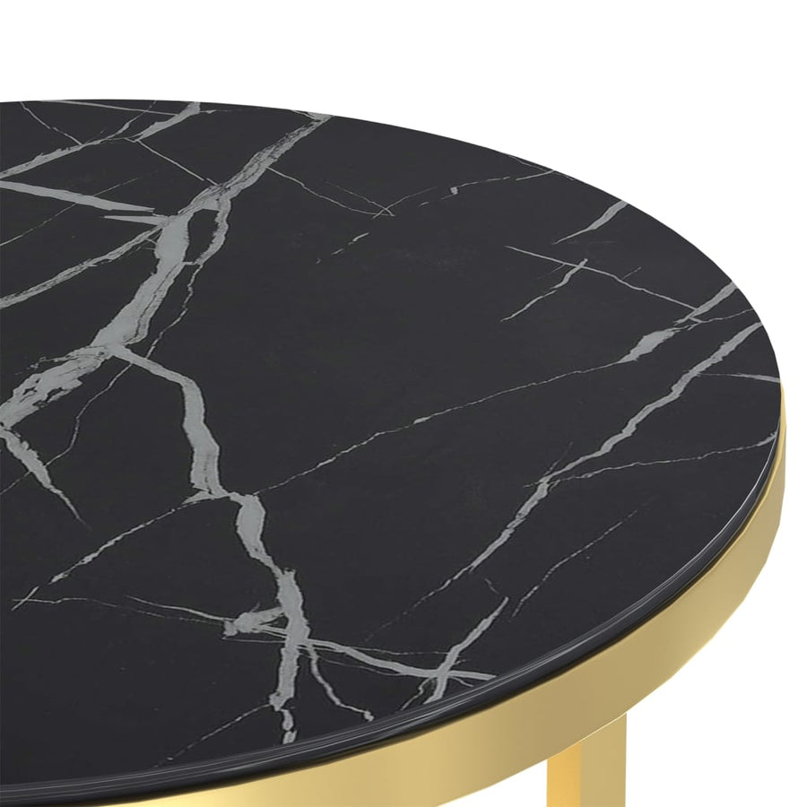 Bijzettafel 45 Cm Gehard Glas Kleurig En Goud en zwartmarmer