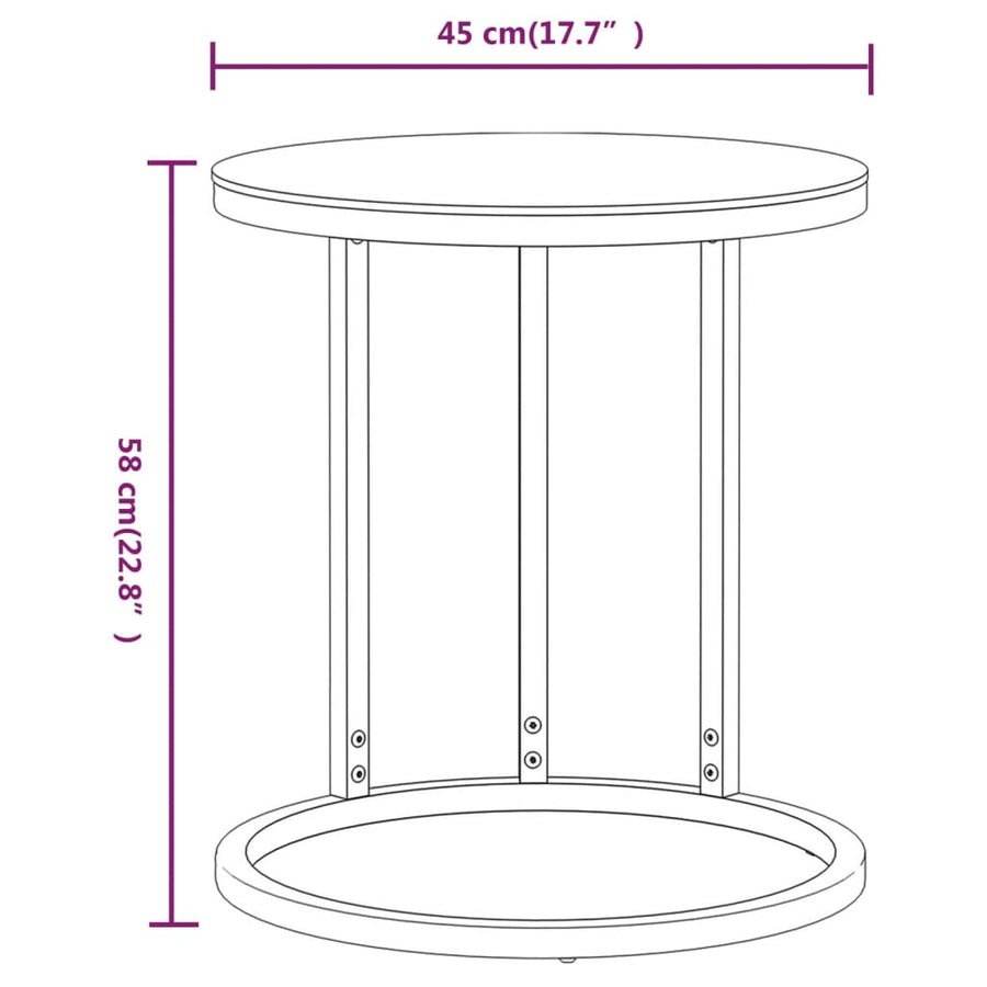 Bijzettafel 45 Cm Gehard Glas Kleurig En Goud en zwartmarmer