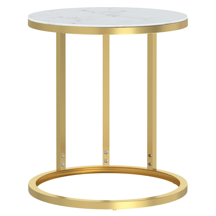 Bijzettafel 45 Cm Gehard Glas Kleurig En Goud en witmarmer