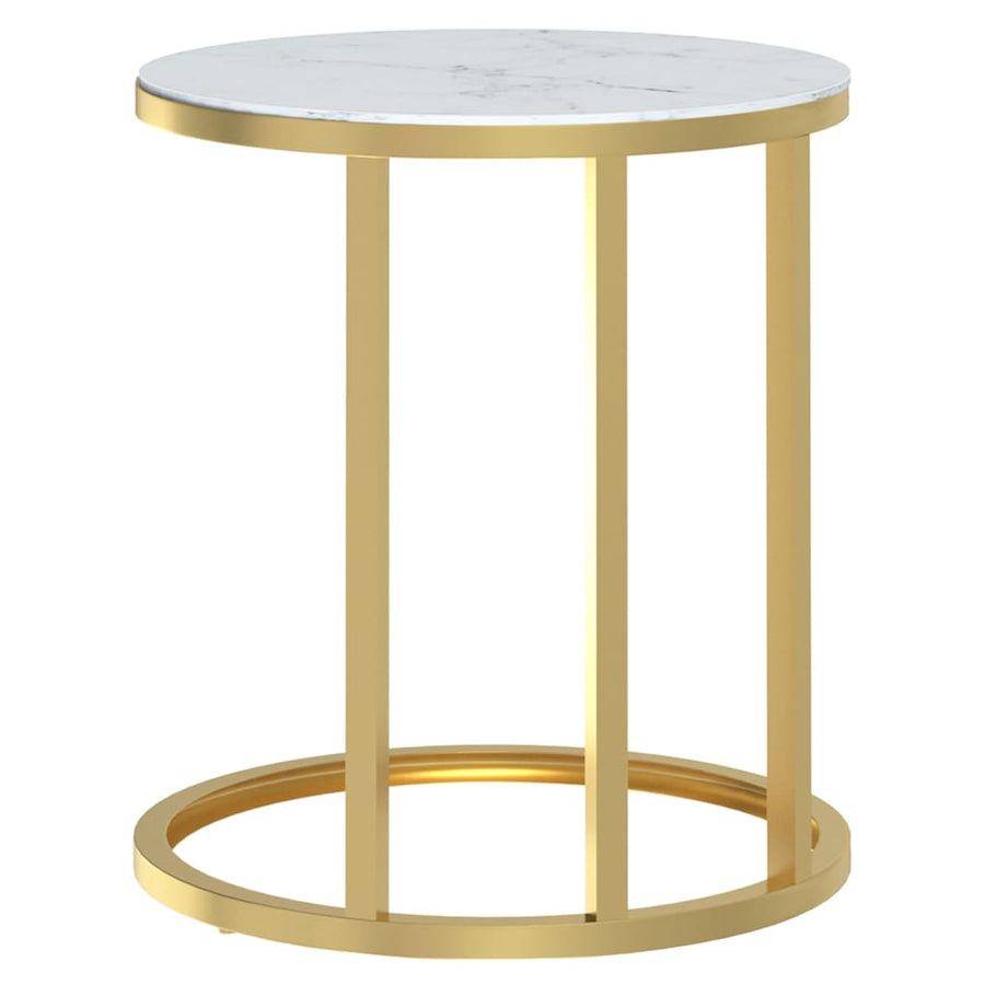 Bijzettafel 45 Cm Gehard Glas Kleurig En Goud en witmarmer