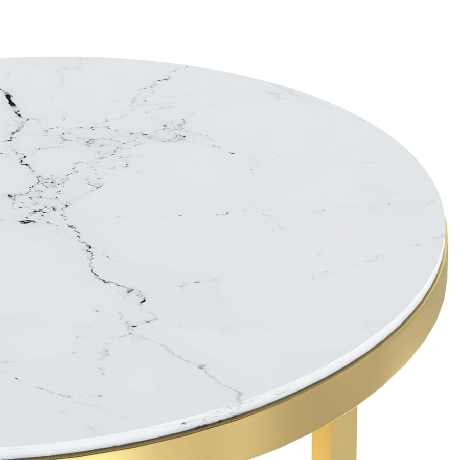 Bijzettafel 45 Cm Gehard Glas Kleurig En Goud en witmarmer