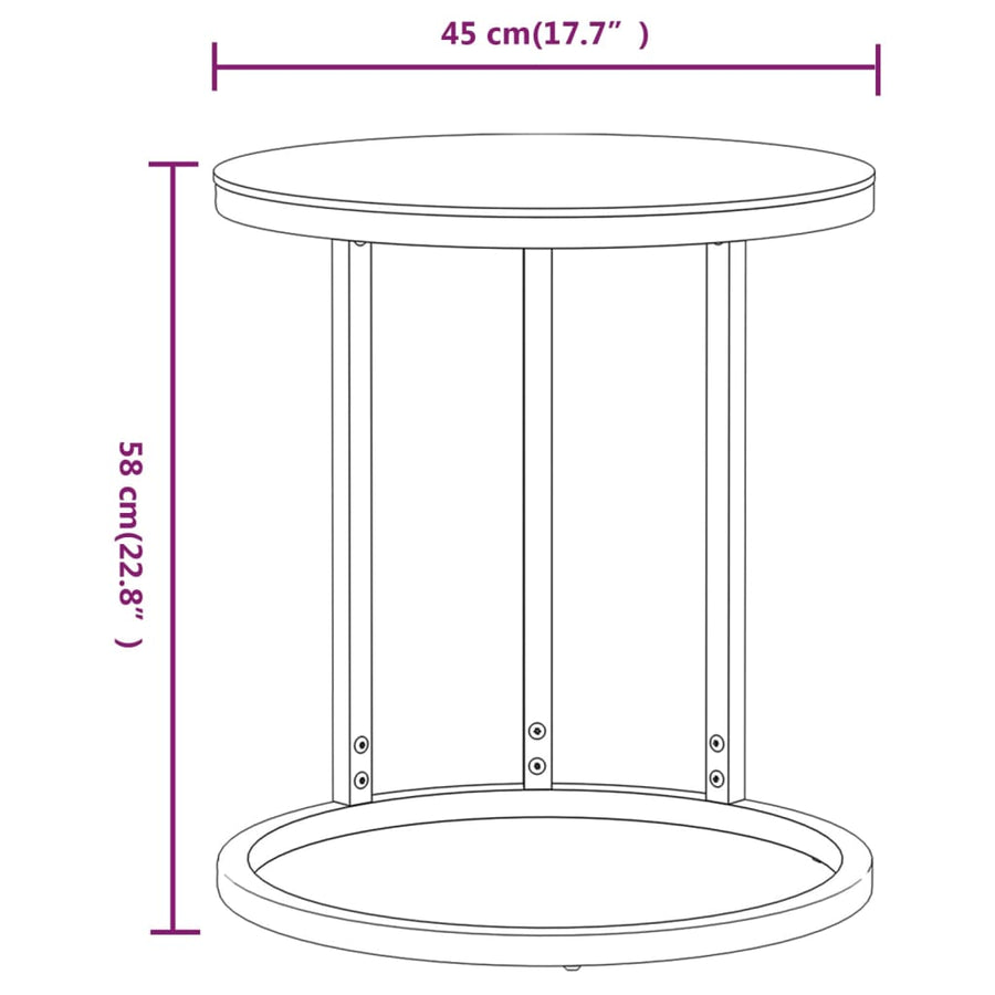 Bijzettafel 45 Cm Gehard Glas Kleurig En Goud en witmarmer