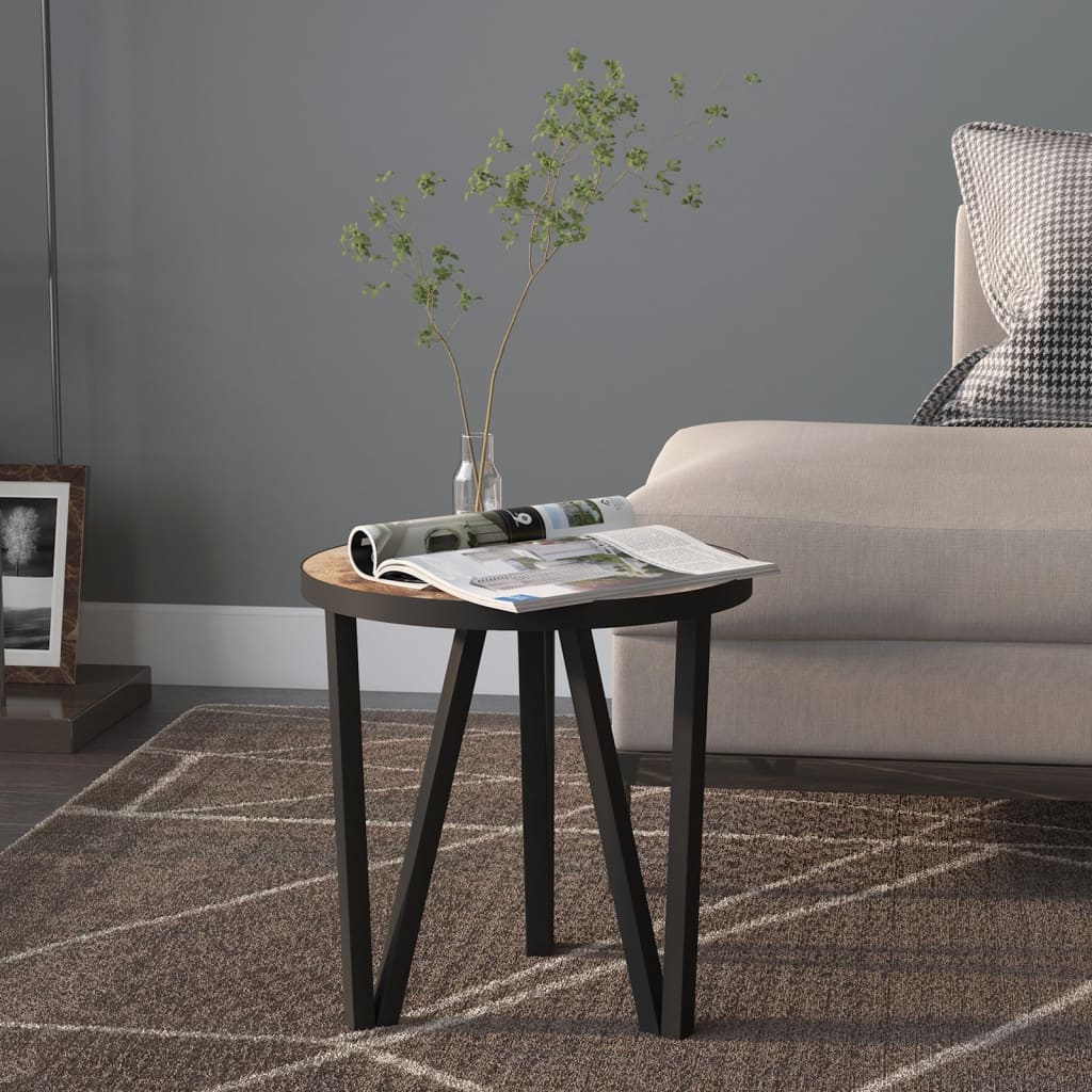 Salontafel Ø35 Cm Mdf Zwart en geel