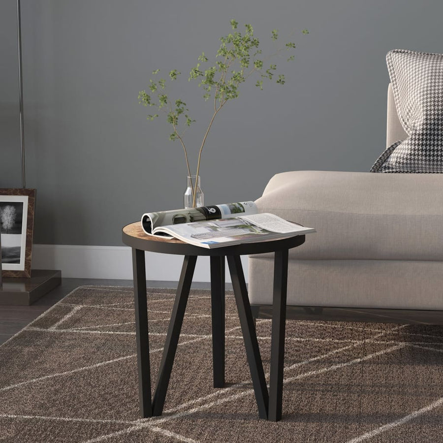 Salontafel Ø35 Cm Mdf Zwart en geel