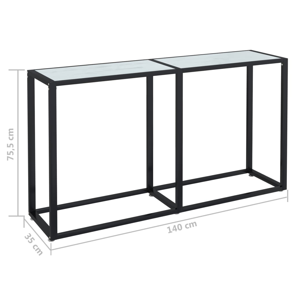Wandtafel 40X35X75,5 Cm Gehard Glas Witmarmerkleurig 140 x 35 x 75.5 cm Wit marmer