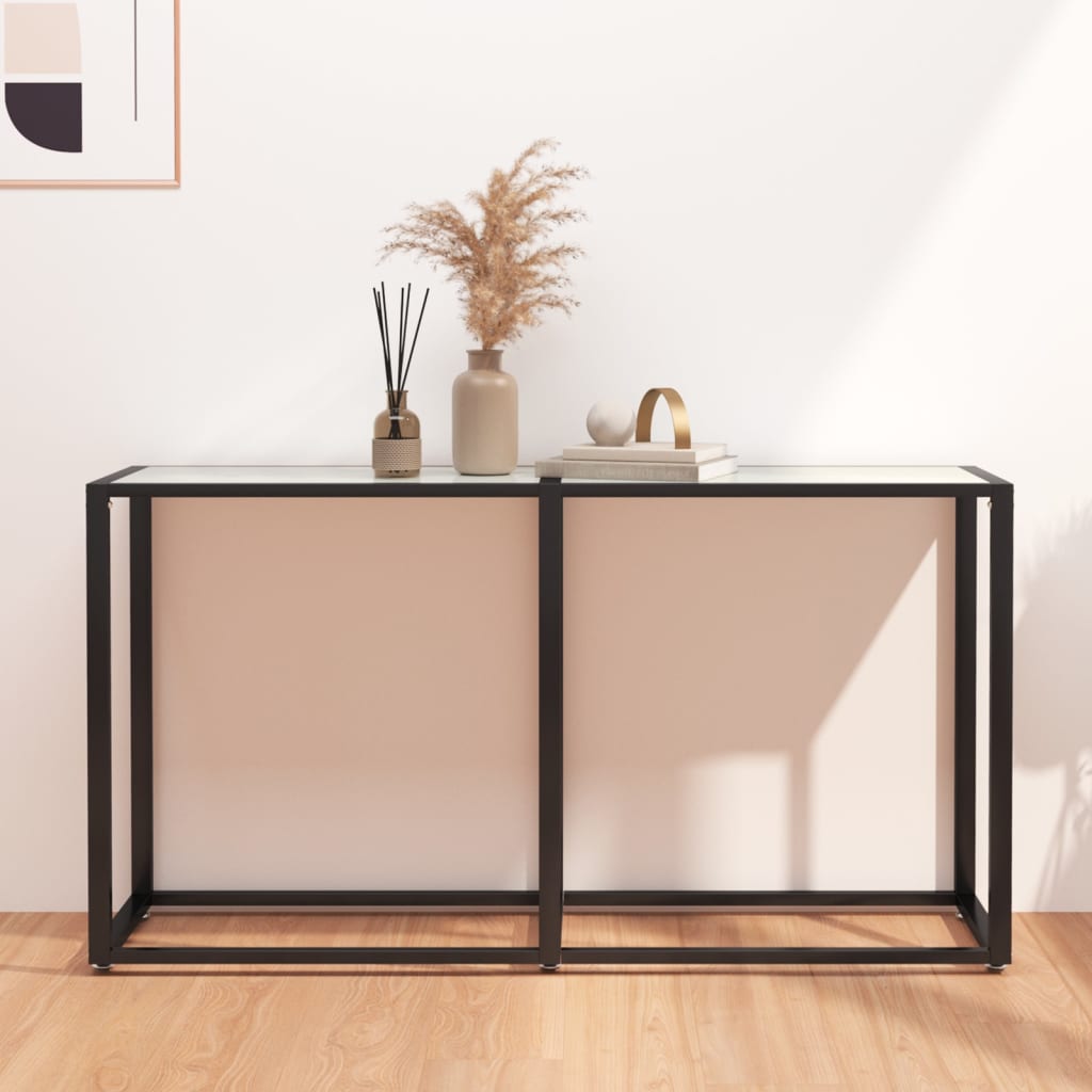 Wandtafel 40X35X75,5 Cm Gehard Glas Witmarmerkleurig 140 x 35 x 75.5 cm Wit marmer