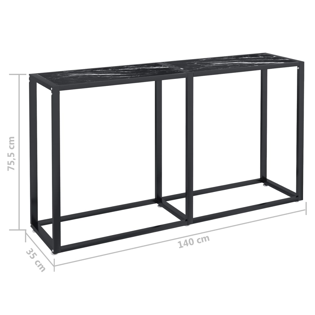 Wandtafel 40X35X75,5 Cm Gehard Glas Zwartmarmerkleurig 140 x 35 x 75.5 cm Zwart marmer