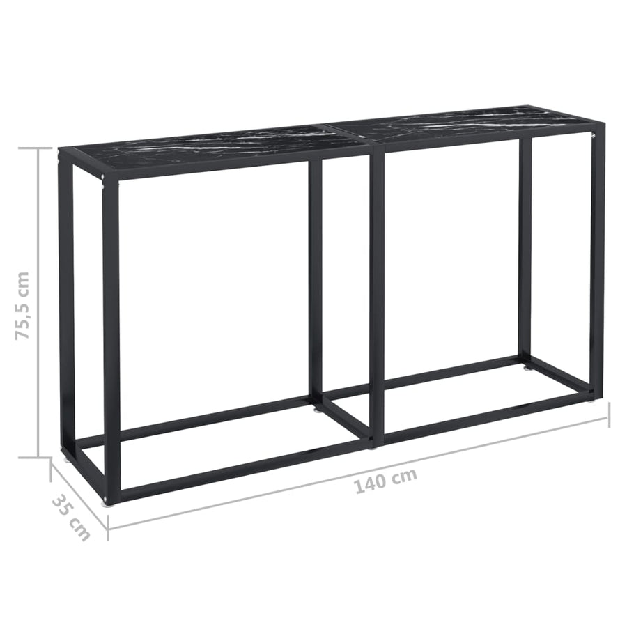 Wandtafel 40X35X75,5 Cm Gehard Glas Zwartmarmerkleurig 140 x 35 x 75.5 cm Zwart marmer