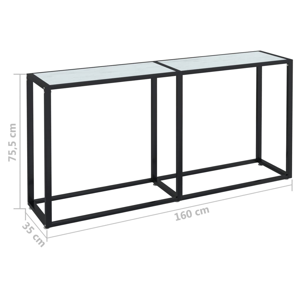 Wandtafel 60X35X75,5 Cm Gehard Glas Witmarmerkleurig 160 x 35 x 75.5 cm Wit marmer
