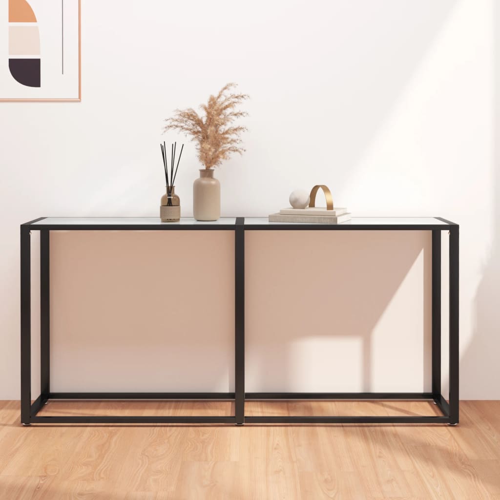 Wandtafel 60X35X75,5 Cm Gehard Glas Witmarmerkleurig 160 x 35 x 75.5 cm Wit marmer
