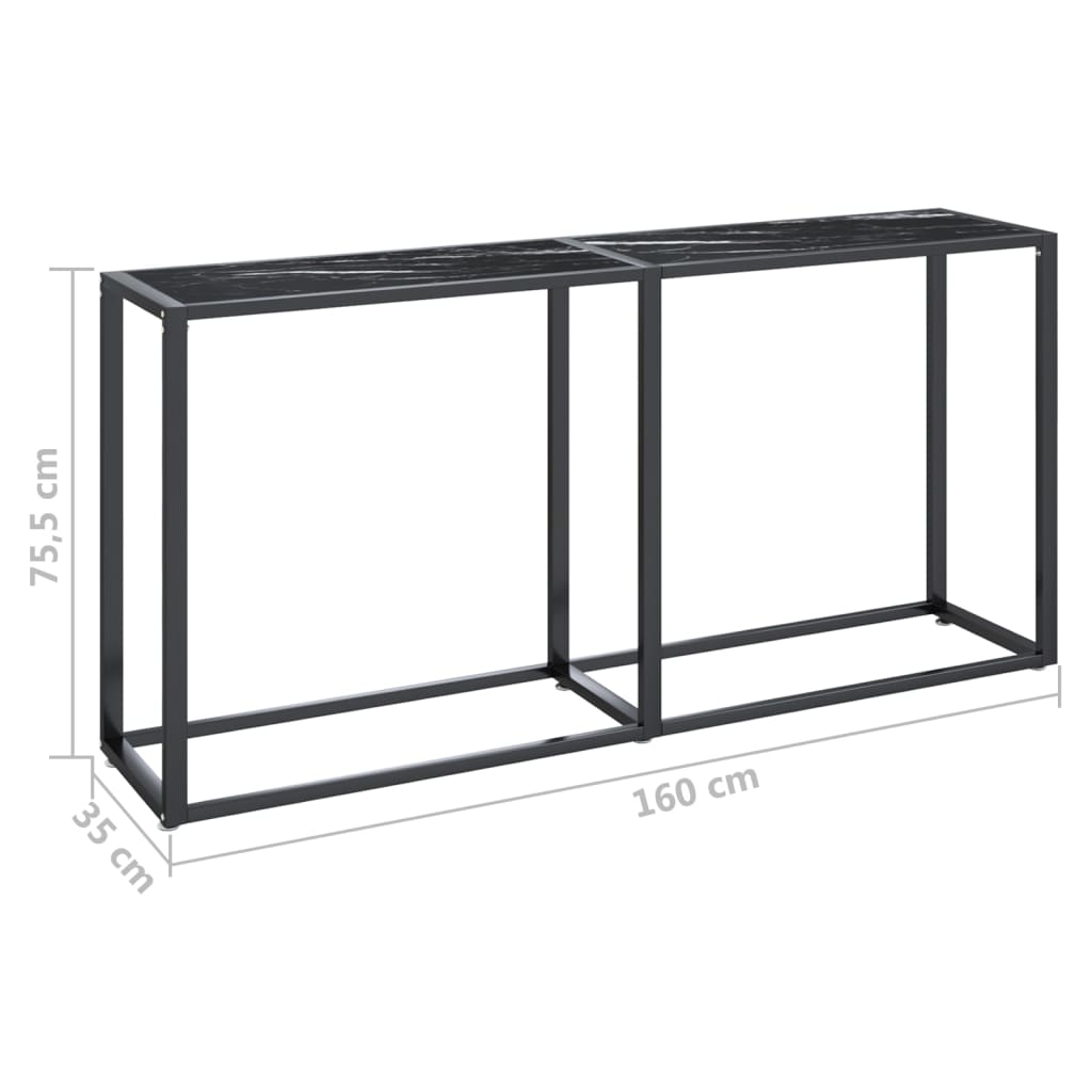 Wandtafel 60X35X75,5 Cm Gehard Glas Zwartmarmerkleurig 160 x 35 x 75.5 cm Zwart marmer