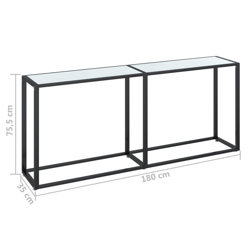 Wandtafel 80X35X75,5 Cm Gehard Glas Witmarmerkleurig 180 x 35 x 75.5 cm Wit marmer