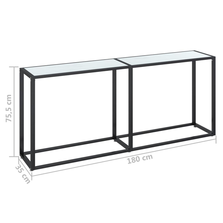 Wandtafel 80X35X75,5 Cm Gehard Glas Witmarmerkleurig 180 x 35 x 75.5 cm Wit marmer