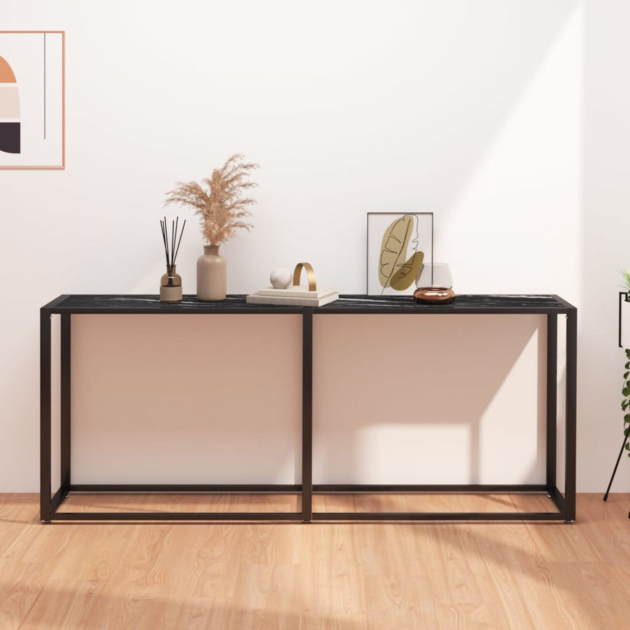 Wandtafel 80X35X75,5 Cm Gehard Glas Zwartmarmerkleurig 180 x 35 x 75.5 cm Zwart marmer