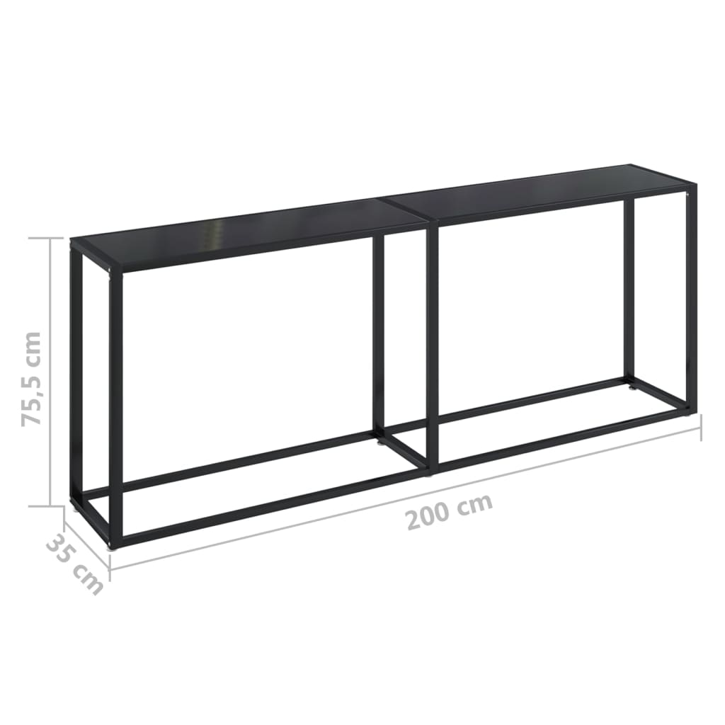 Wandtafel 200X35X75,5 Cm Gehard Glas 200 x 35 x 75.5 cm Zwart