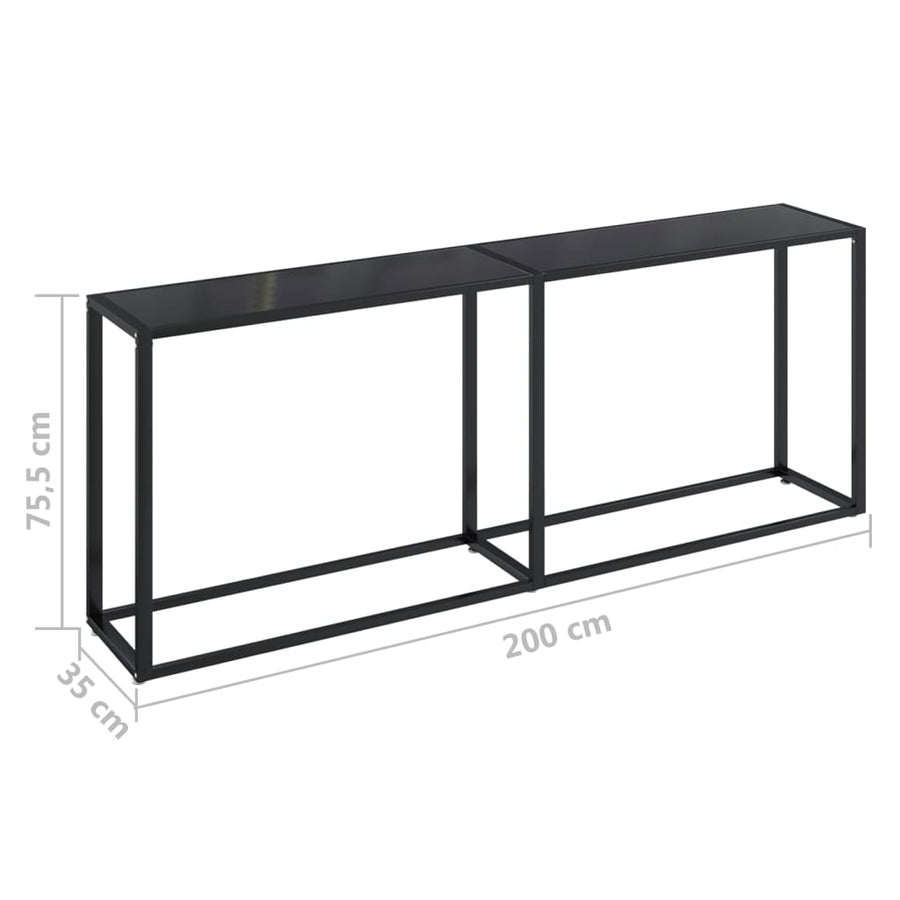 Wandtafel 200X35X75,5 Cm Gehard Glas 200 x 35 x 75.5 cm Zwart