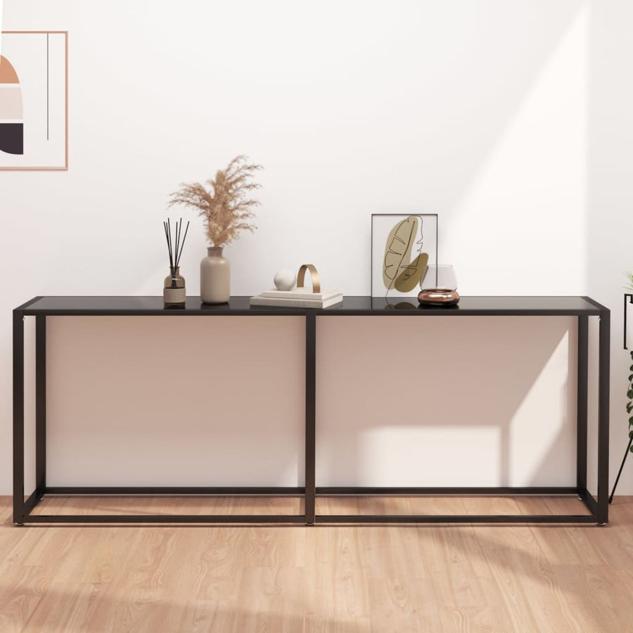 Wandtafel 200X35X75,5 Cm Gehard Glas 200 x 35 x 75.5 cm Zwart