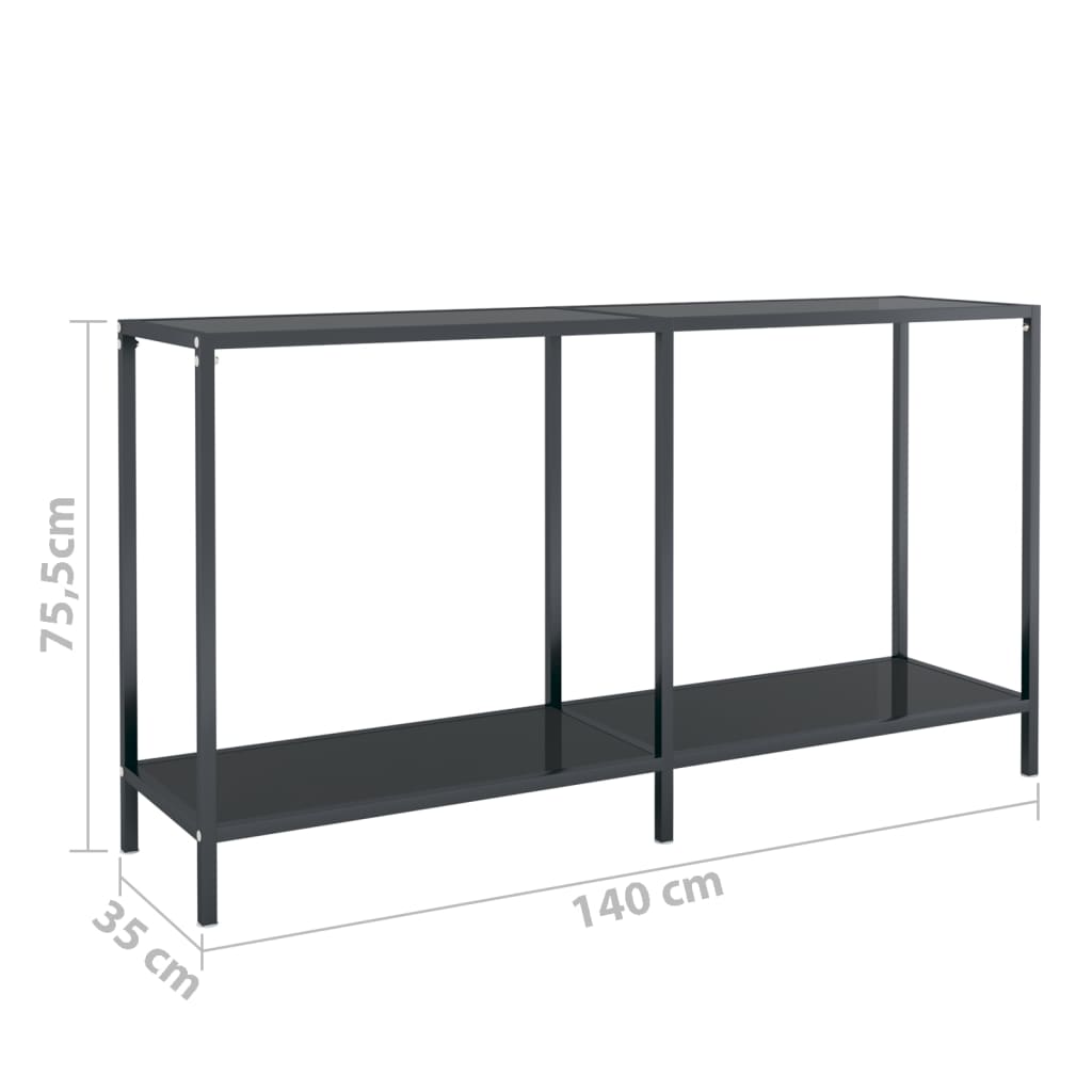 Wandtafel 40X35X75,5 Cm Gehard Glas 140 x 35 x 75.5 cm Zwart