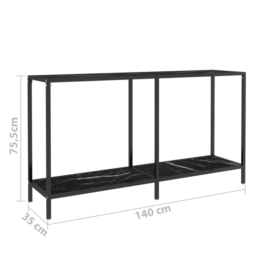 Wandtafel 40X35X75,5 Cm Gehard Glas Zwart 140 x 35 x 75.5 cm Zwart marmer