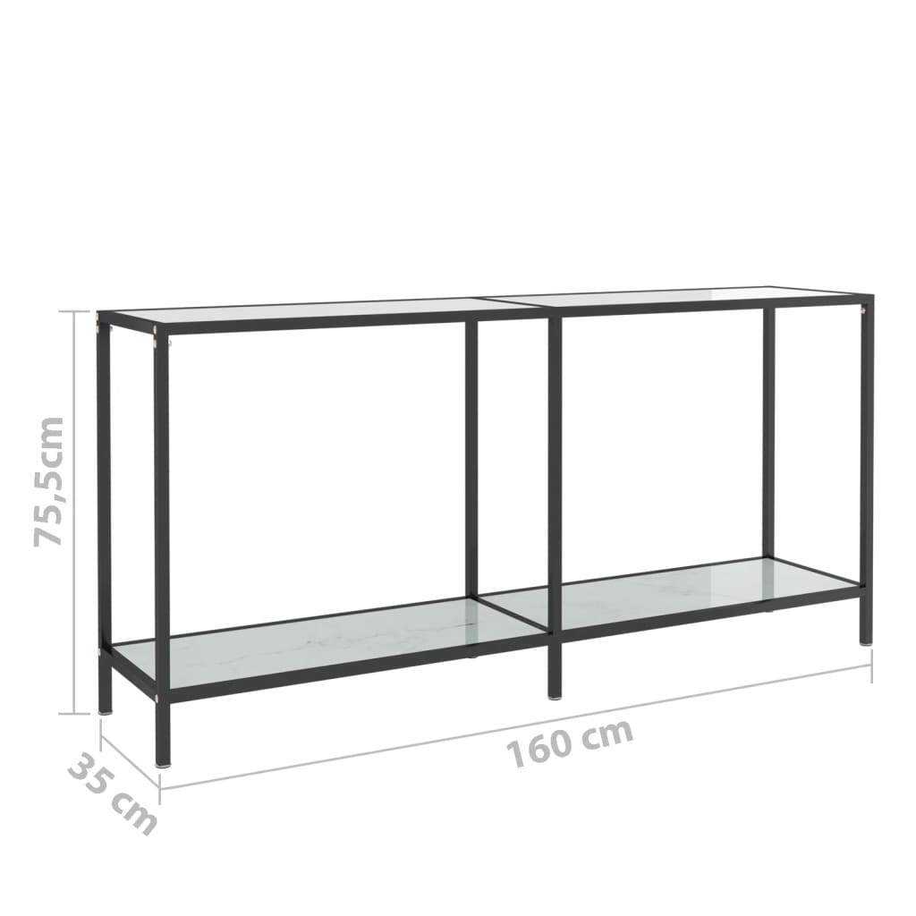 Wandtafel 60X35X75,5 Cm Gehard Glas Wit 160 x 35 x 75.5 cm Wit marmer