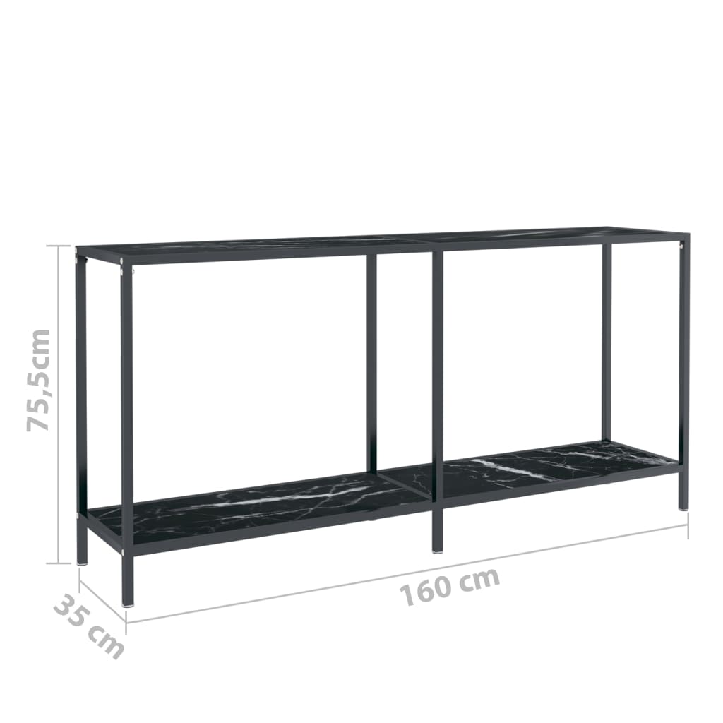 Wandtafel 60X35X75,5 Cm Gehard Glas Zwart 160 x 35 x 75.5 cm Zwart marmer