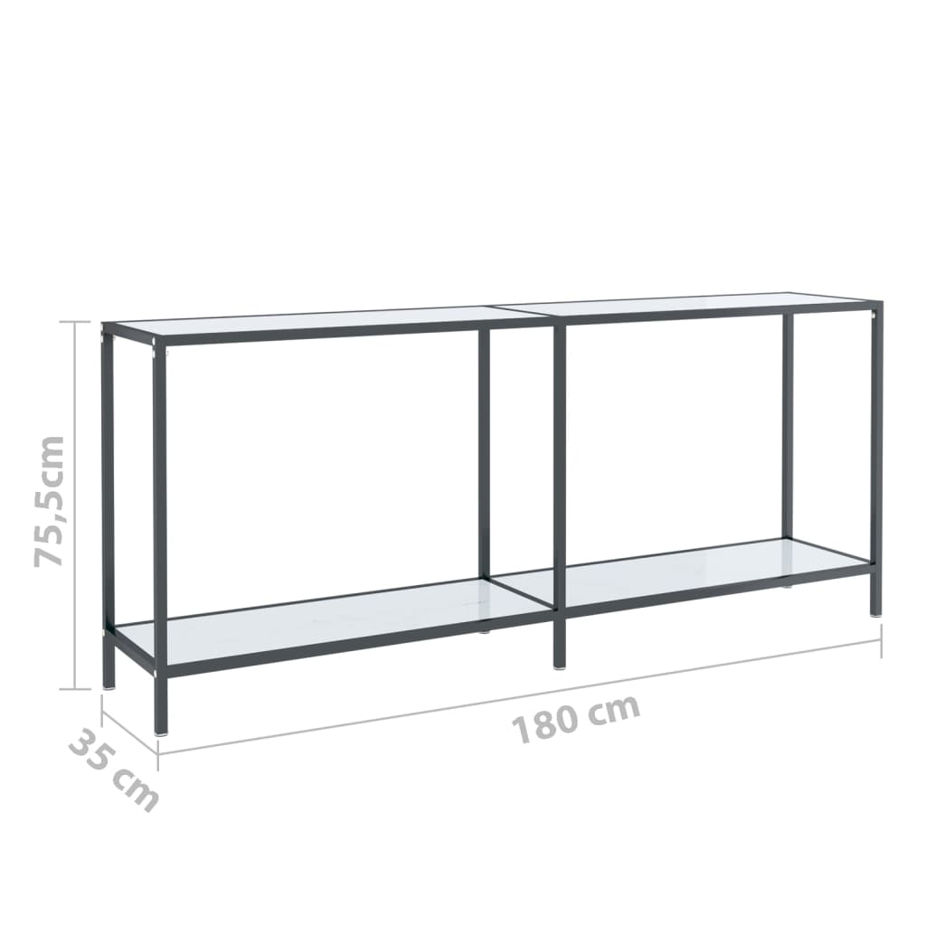 Wandtafel 80X35X75,5 Cm Gehard Glas Wit 180 x 35 x 75.5 cm Wit marmer