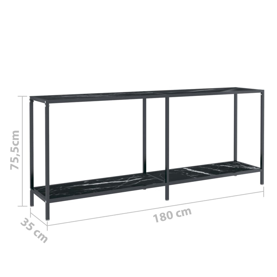 Wandtafel 80X35X75,5 Cm Gehard Glas Zwart 180 x 35 x 75.5 cm Zwart marmer