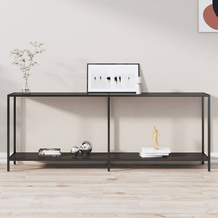 Wandtafel 200X35X75,5 Cm Gehard Glas 200 x 35 x 75.5 cm Zwart