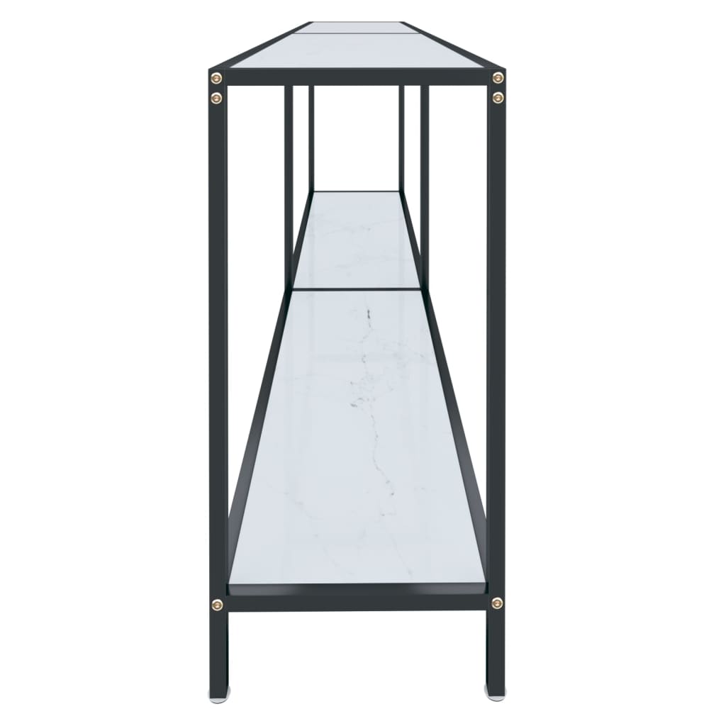 Wandtafel 200X35X75,5 Cm Gehard Glas Wit 200 x 35 x 75.5 cm Wit marmer