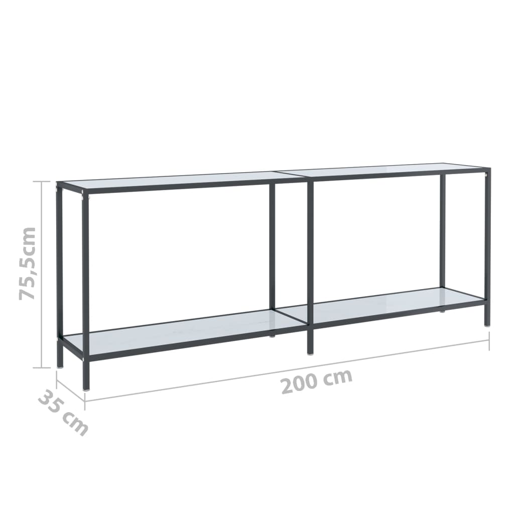 Wandtafel 200X35X75,5 Cm Gehard Glas Wit 200 x 35 x 75.5 cm Wit marmer