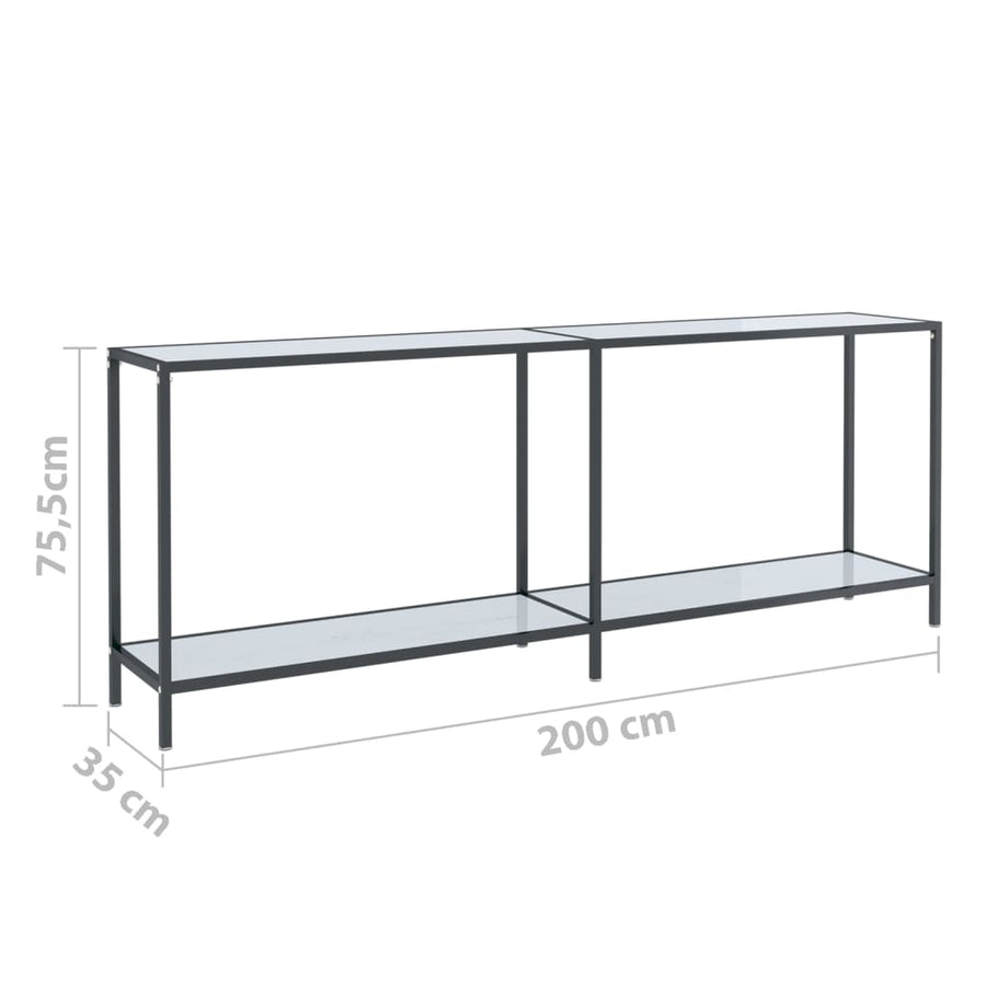 Wandtafel 200X35X75,5 Cm Gehard Glas Wit 200 x 35 x 75.5 cm Wit marmer