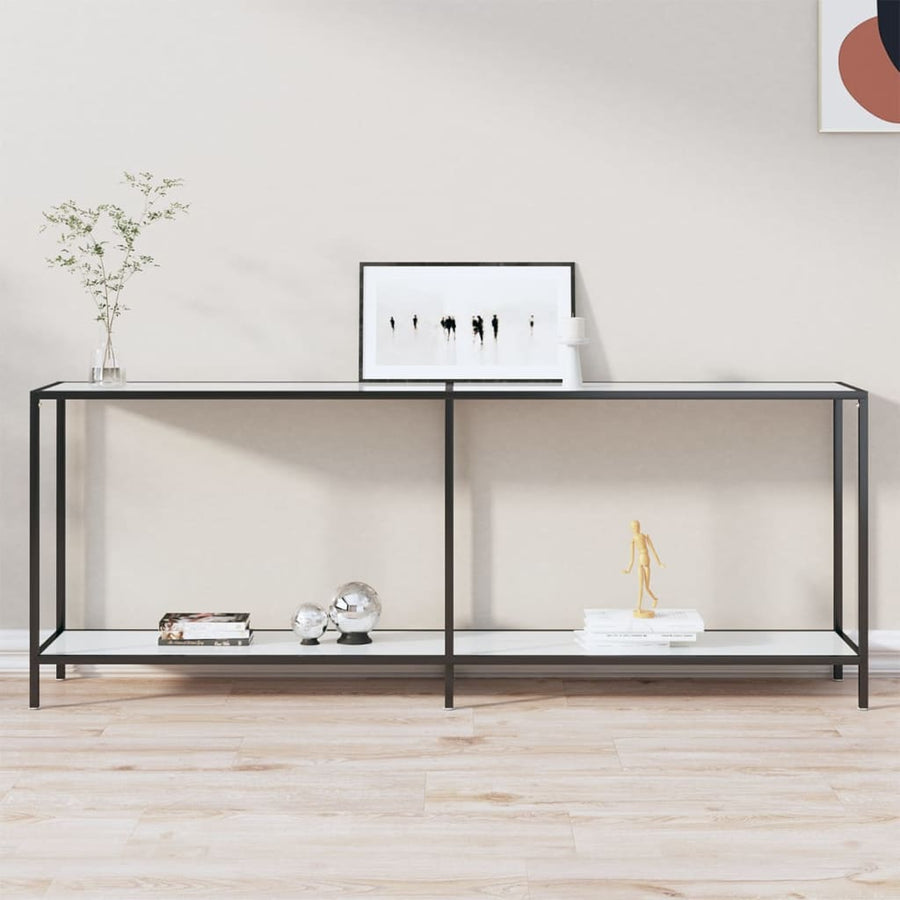 Wandtafel 200X35X75,5 Cm Gehard Glas Wit 200 x 35 x 75.5 cm Wit marmer