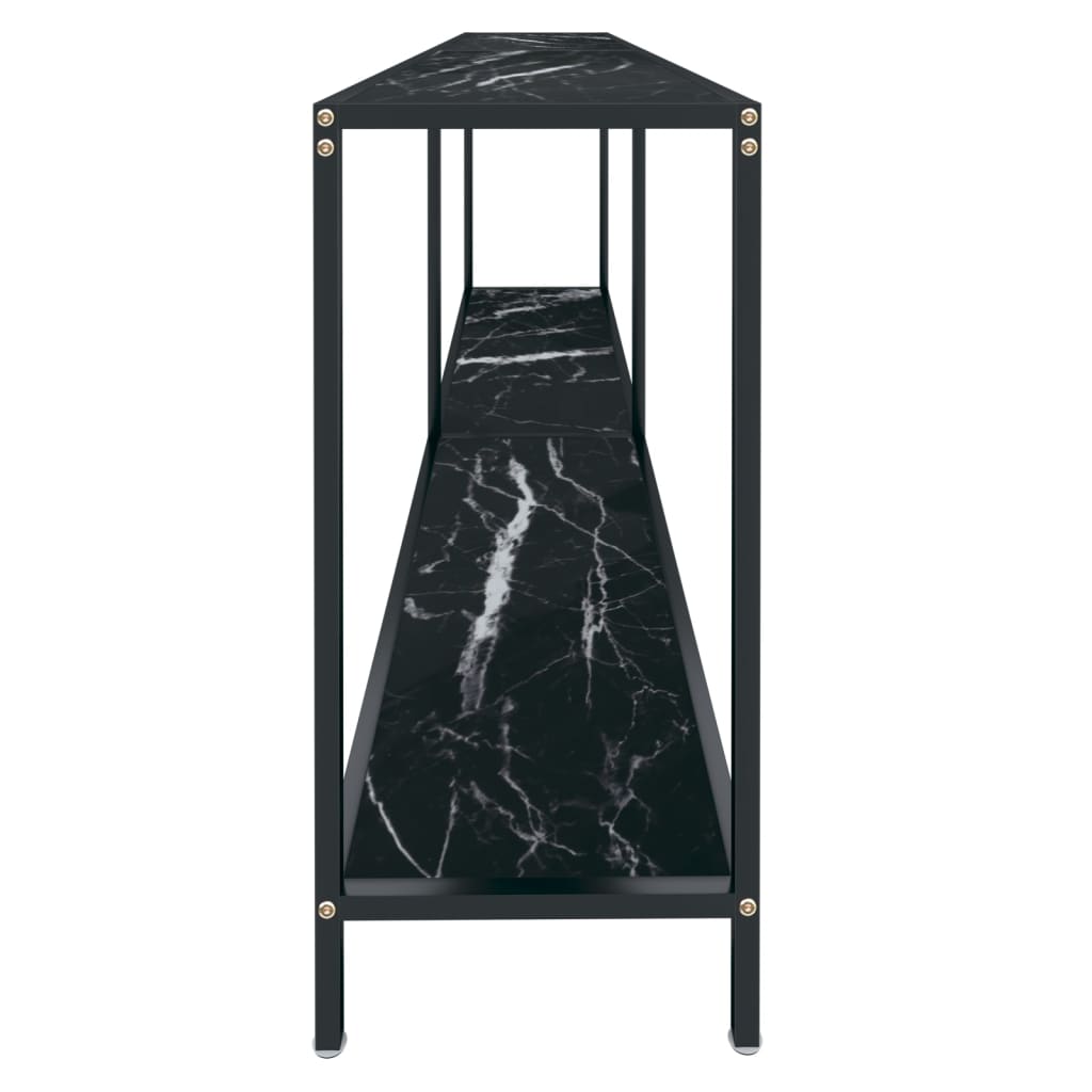 Wandtafel 200X35X75,5 Cm Gehard Glas Zwart 200 x 35 x 75.5 cm Zwart marmer